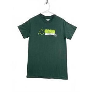 Acorn Volleyball Green Graphic T-Shirt On Tagless Gildan DryBlend Tag Size Small